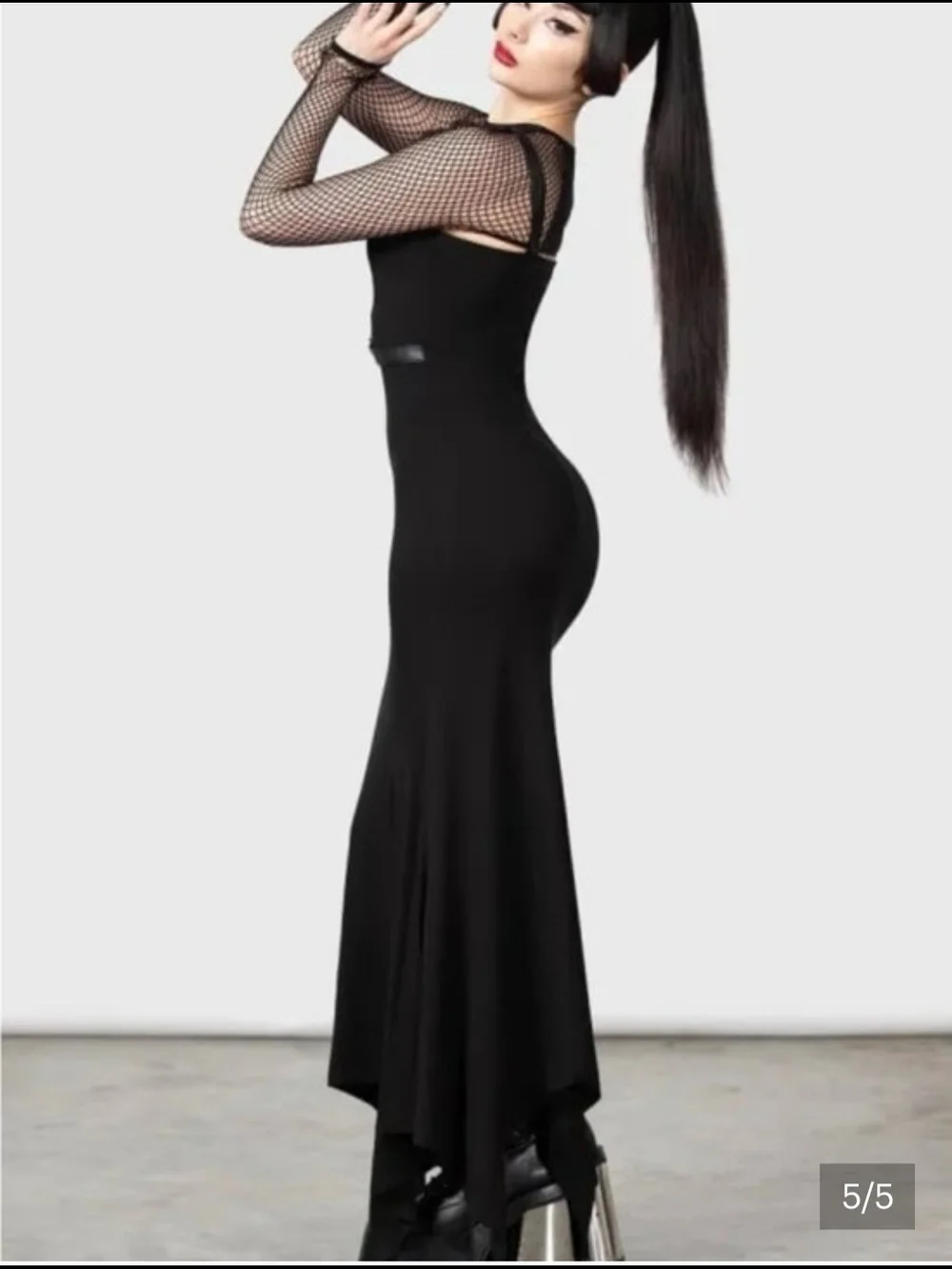 Killstar Black Maxi Dress with O-Ring Harness Detail - Picture 14 of 16